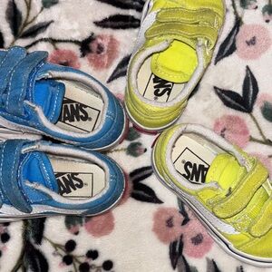 2 pairs!!! Vans Kids Blue and White Sneakers